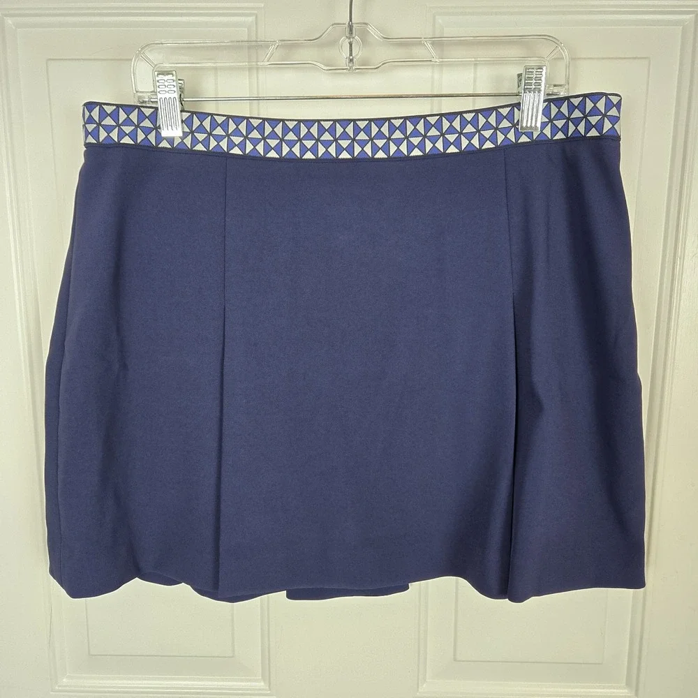 Tory Burch Sport Tech Twill Golf Skirt Skort Navy Blue Size 14 Pickleball Pleats